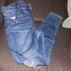 American Eagle Outfitters Light Blue Ripped Skinny Jeans